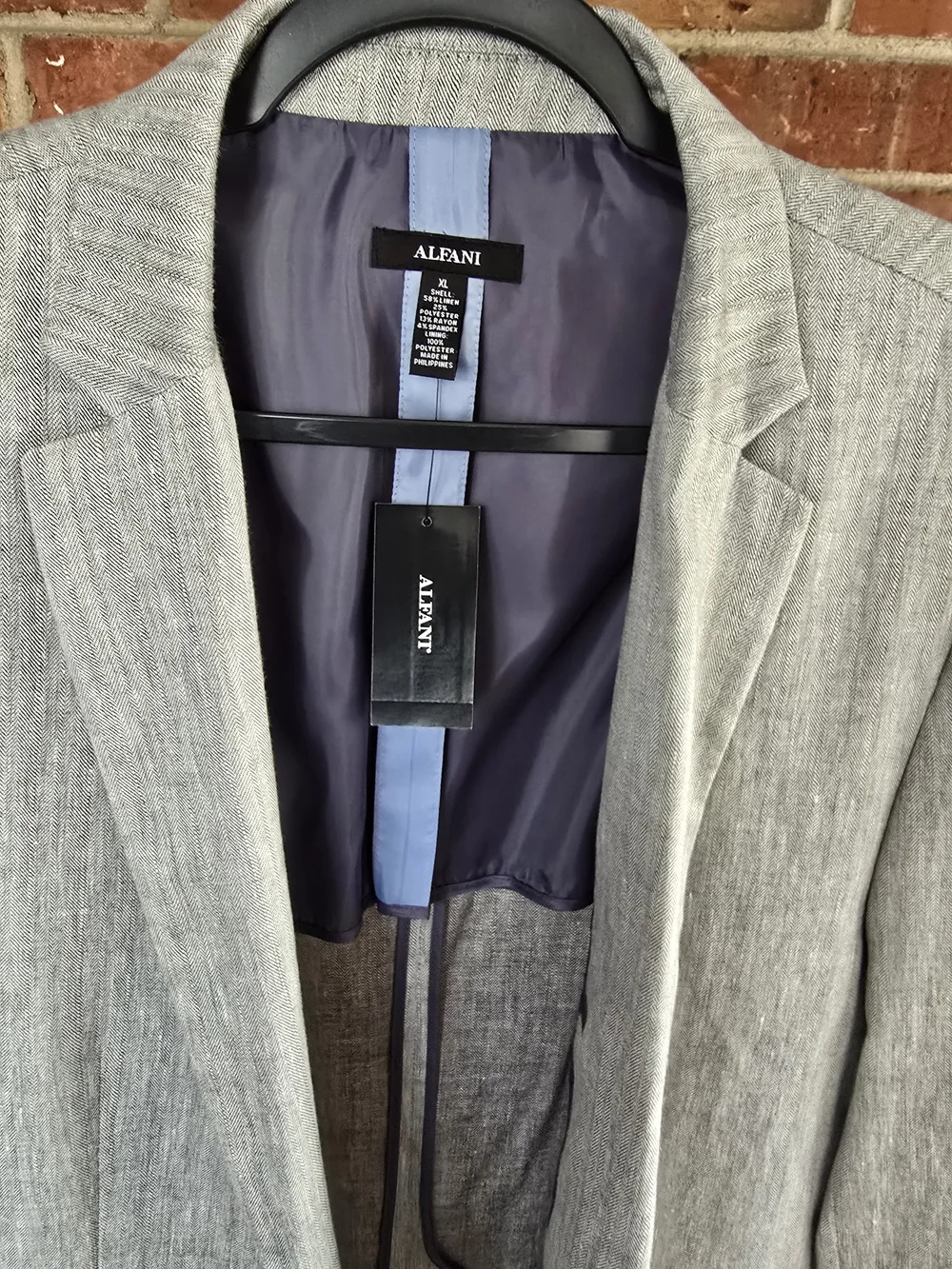 Alfani Men's Light Gray Linen-Blend Suit
